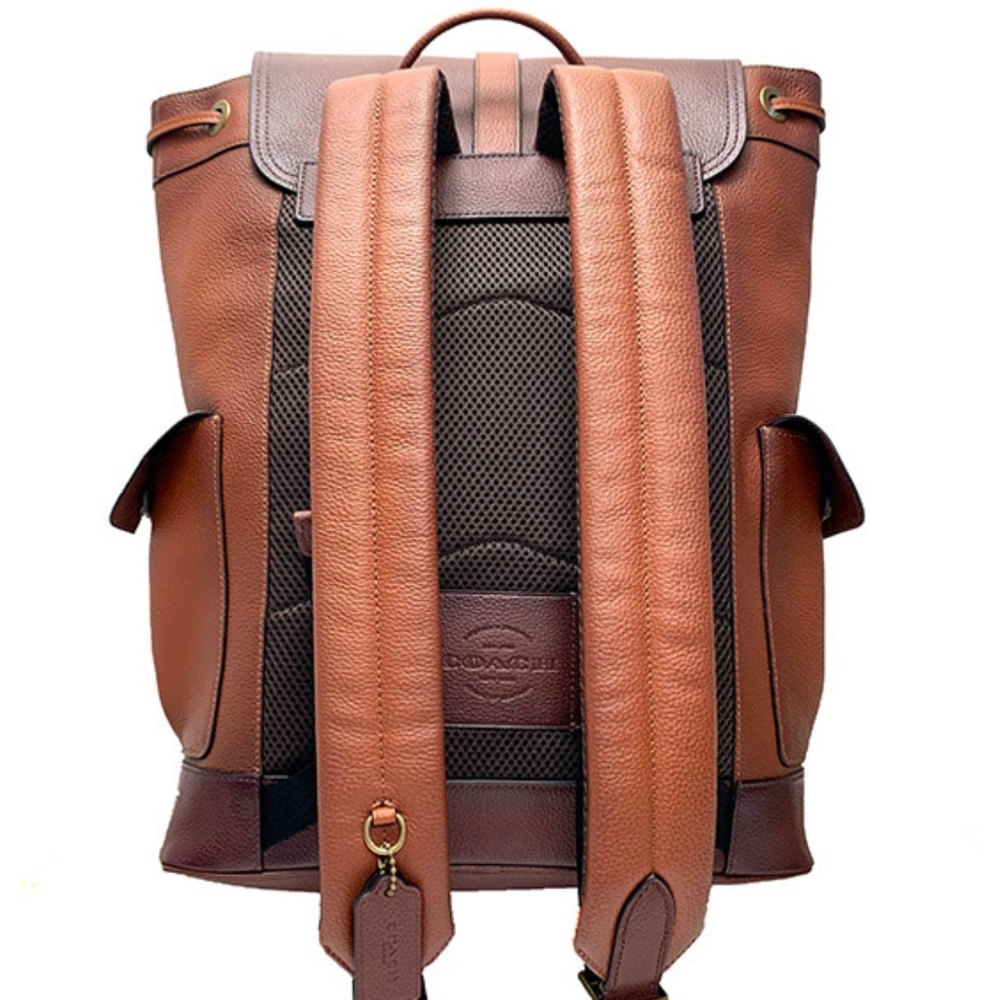 NEW Coach brown leather Buckle Travel Backpack - Picture 5 of 8